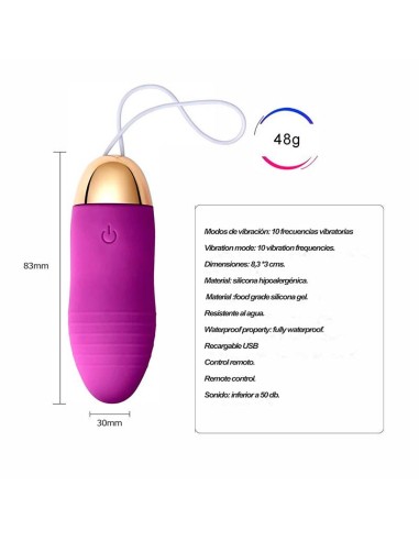 Female vibrating egg recargeable. Remote control.